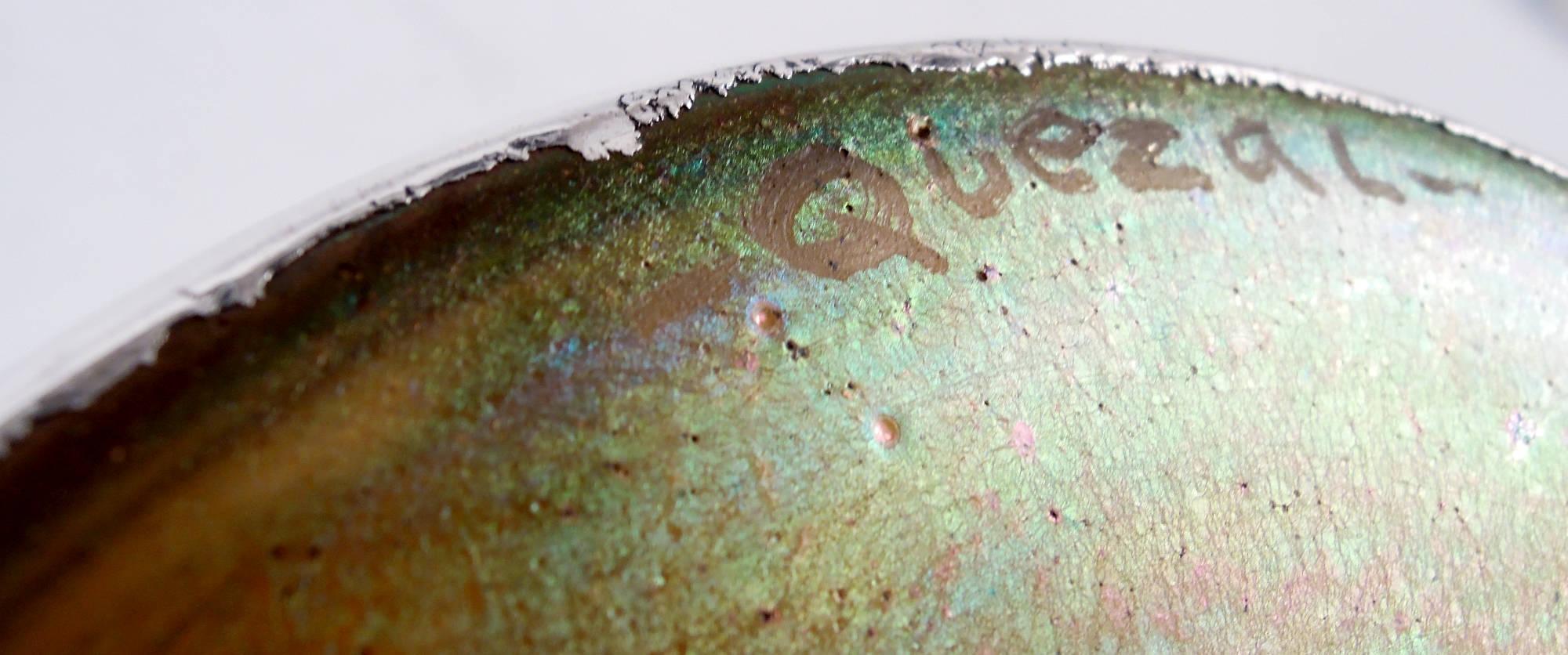 Quezal New York Art Nouveau Iridescent Silver Overlay Vase For Sale 4