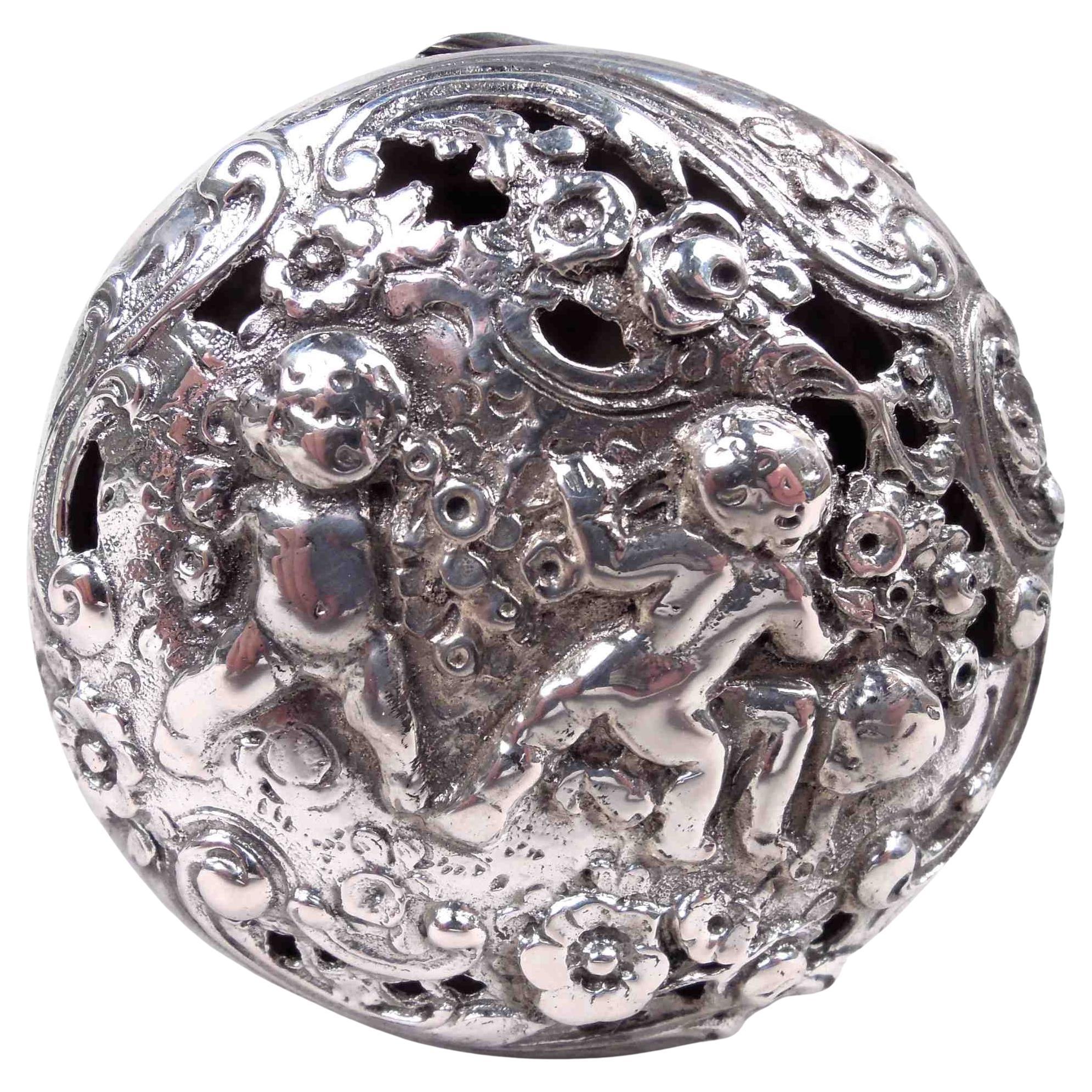 Antique German Rococo Small Silver Box For Sale
