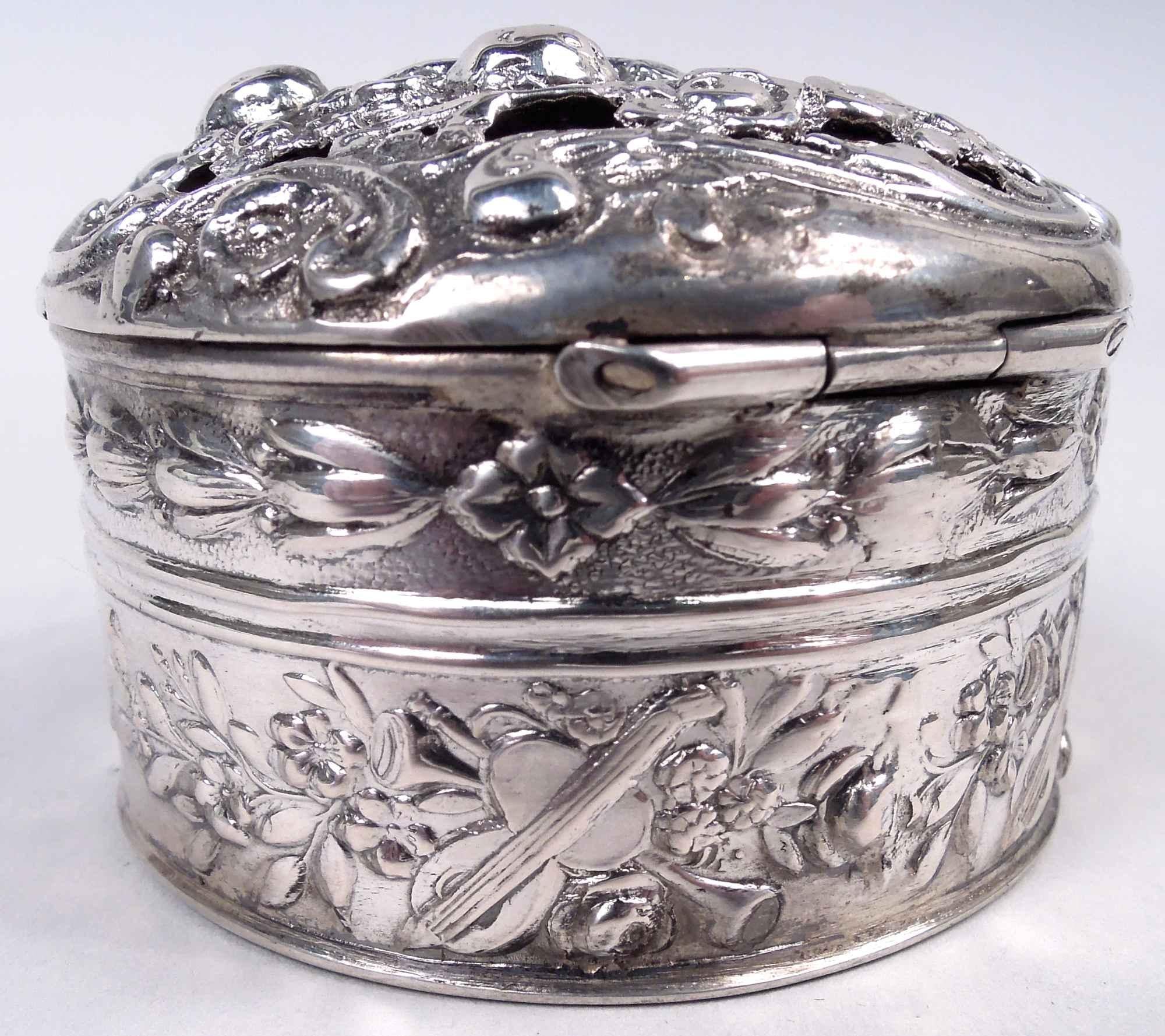 Rococo Revival Antique German Rococo Small Silver Box For Sale