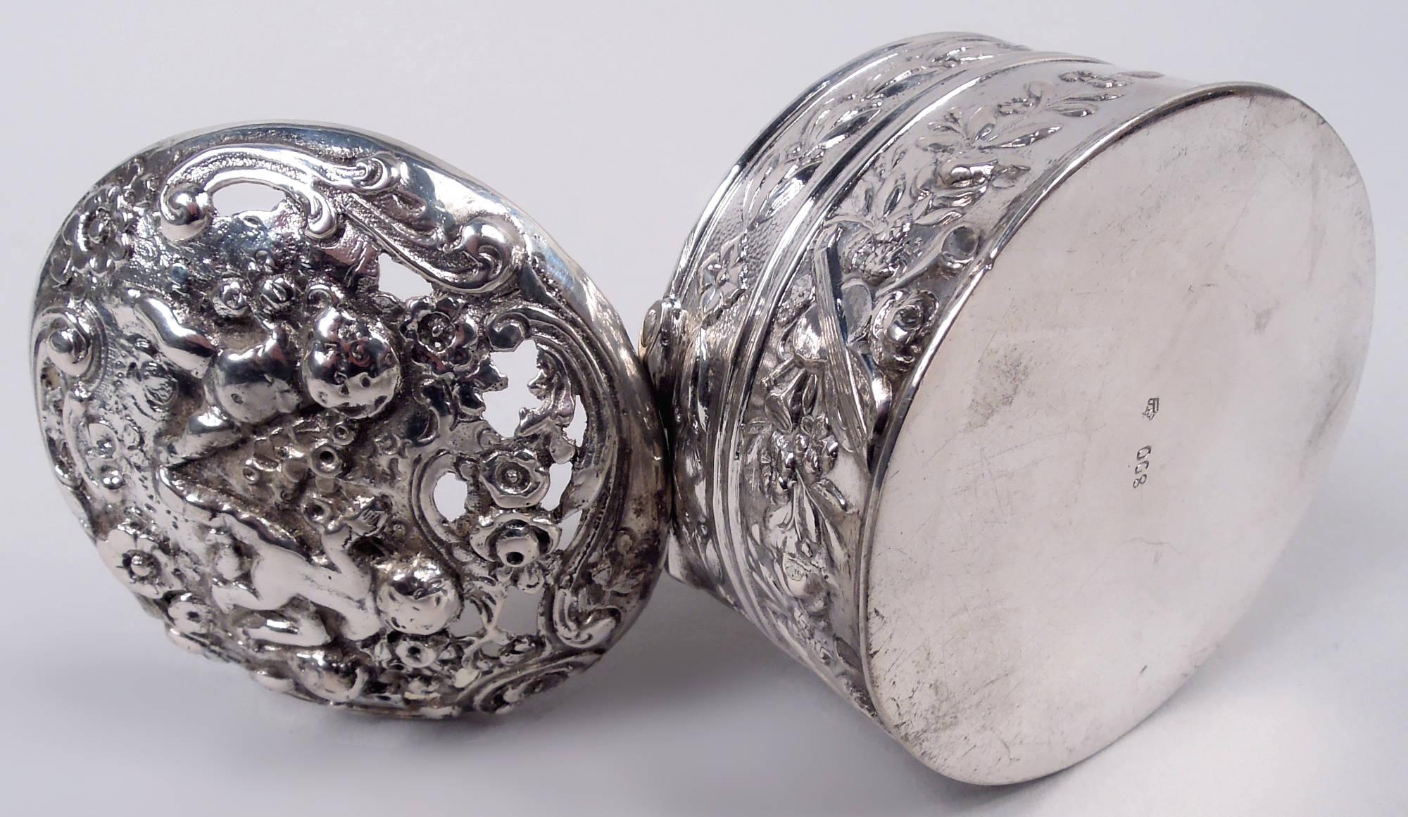 Antique German Rococo Small Silver Box For Sale 1