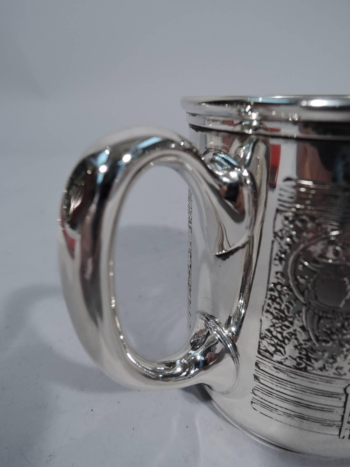 American Antique Sterling Silver Baby Cup with Circus Animals