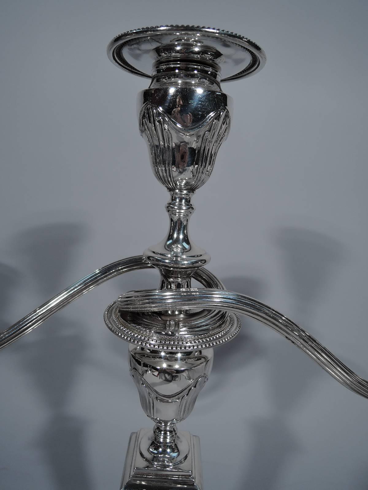 American Tiffany Sterling Silver Candelabra after English Neoclassical