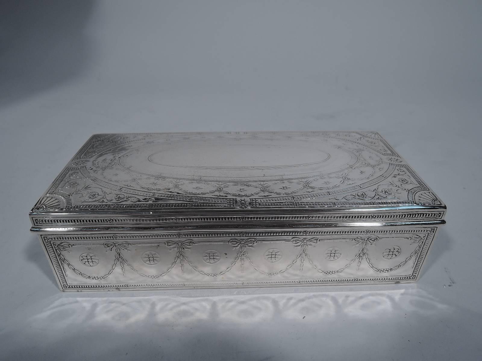 American Tiffany Neoclassical Sterling Silver Desk Box