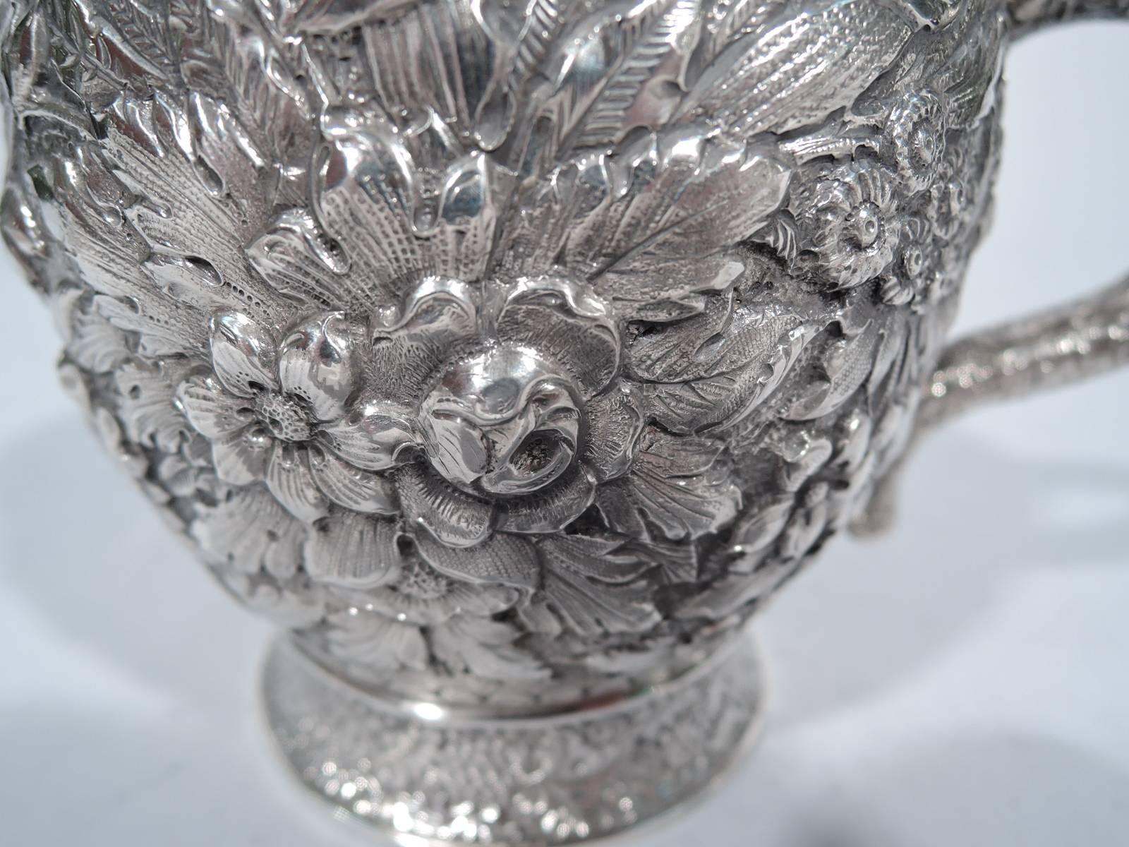 Repoussé Large Antique Sterling Silver Baby Cup with Floral Repoussé by Tiffany