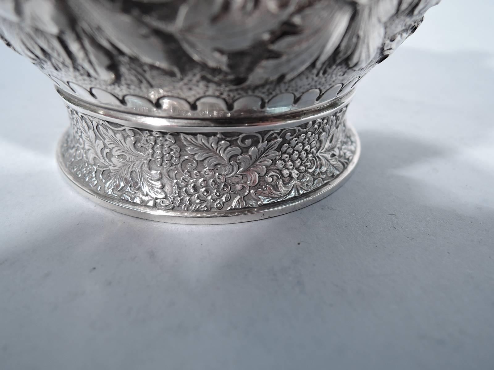 Large Antique Sterling Silver Baby Cup with Floral Repoussé by Tiffany In Excellent Condition In New York, NY