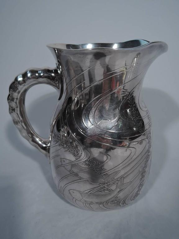 Fabulous Japonesque Sterling Silver Water Pitcher with Fish by Dominick ...