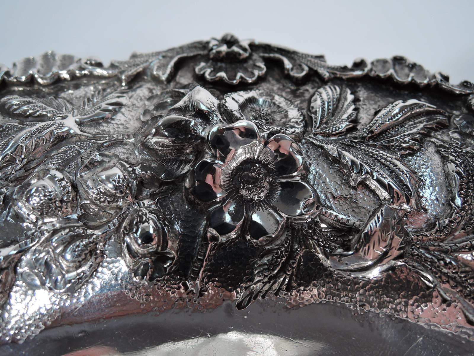 20th Century Kirk Sterling Silver Bowl with Beautiful Baltimore Repousse