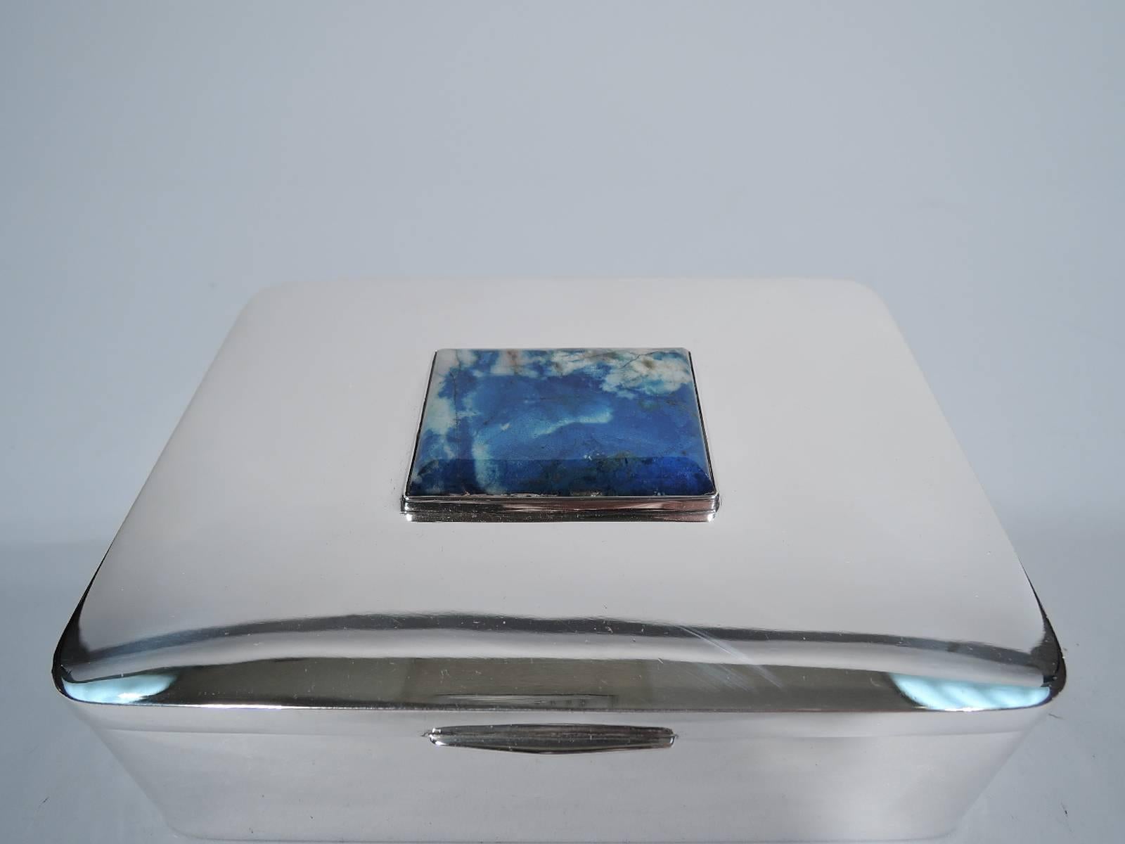 Modern Chic Portuguese Silver and Lapis Lazuli Desk Box
