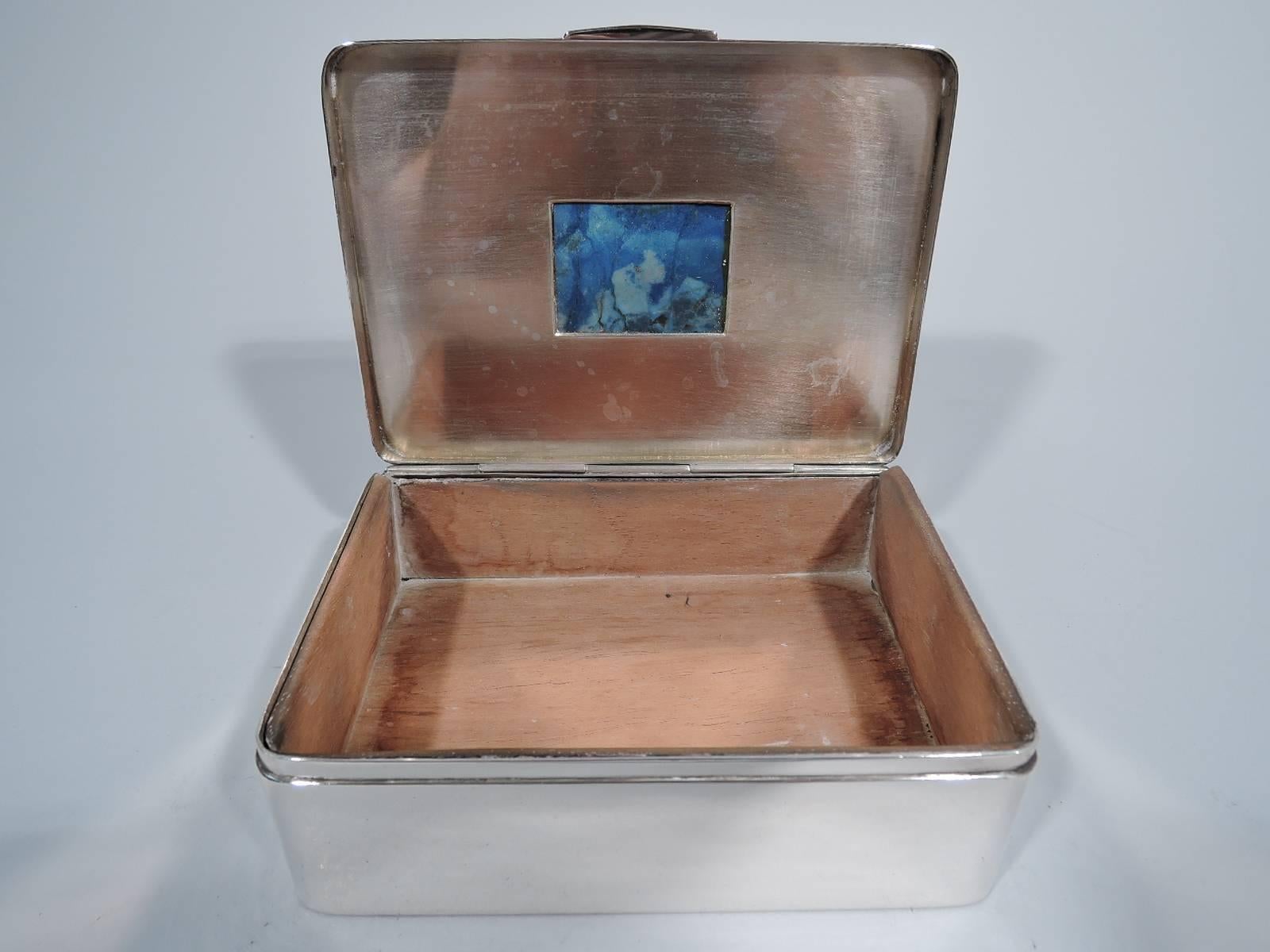20th Century Chic Portuguese Silver and Lapis Lazuli Desk Box