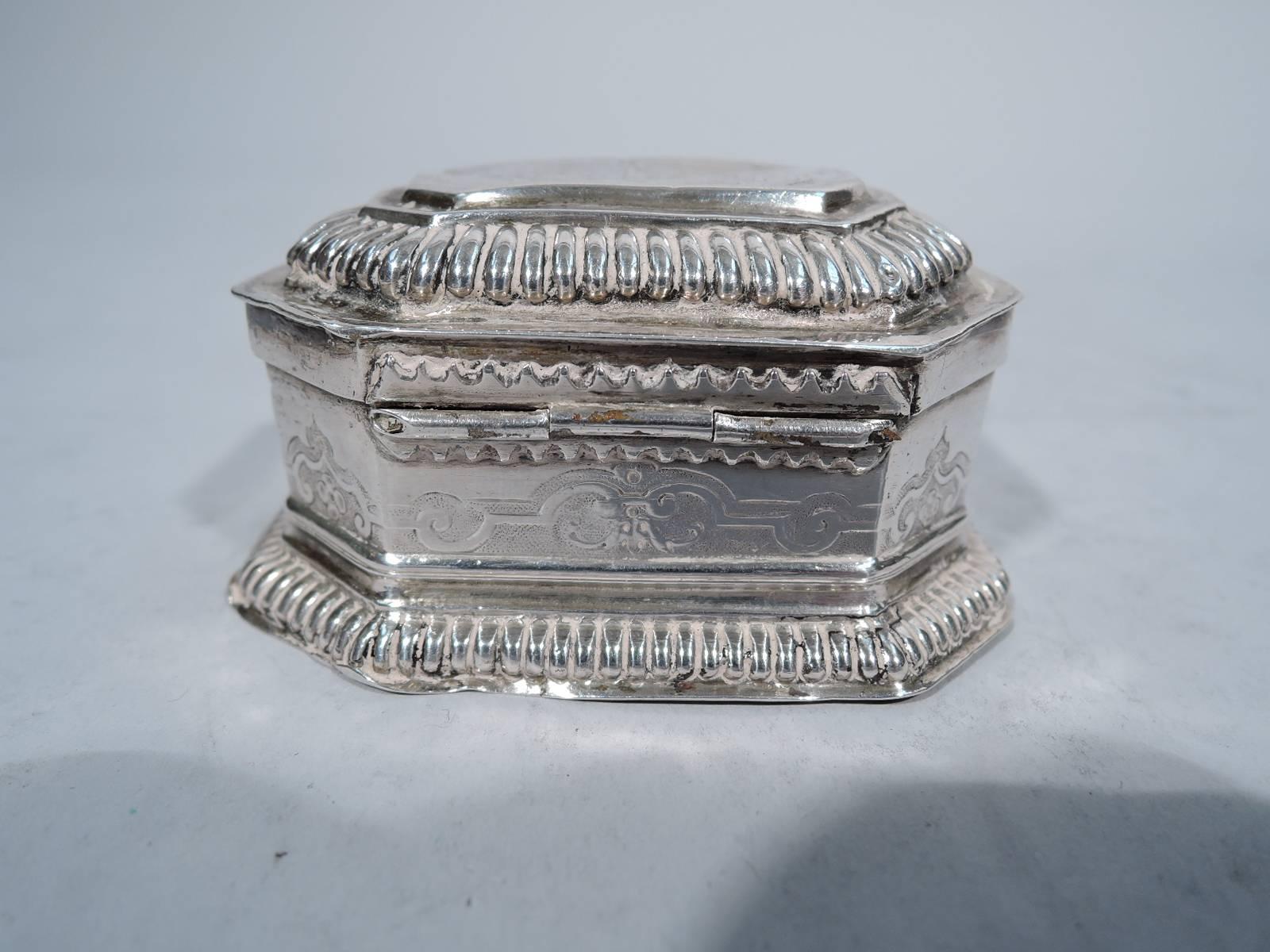 Baroque Antique German Silver Spice Box by Eyssler in Nuremberg