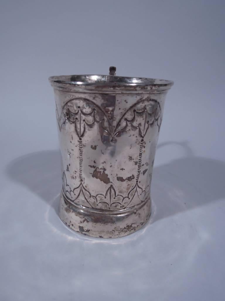 Spanish Colonial Antique South American Extra-Large Silver Mug
