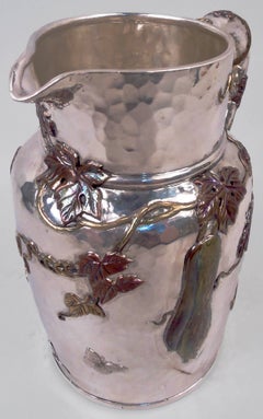 Brocca per l'acqua "Libellula" in metalli misti e Mokumé in stile giapponese di Tiffany