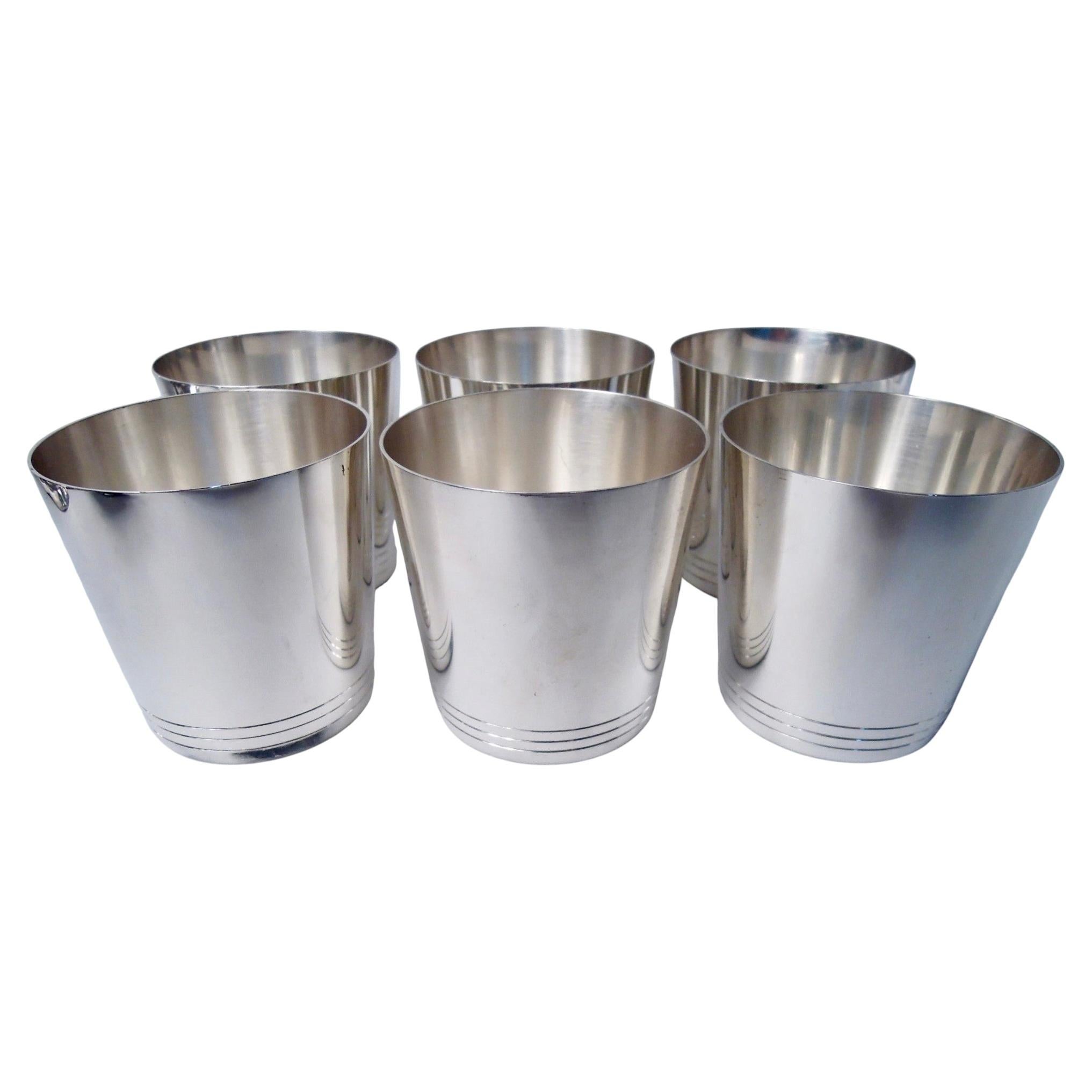 Ensemble de 6 gobelets en argent sterling Tiffany American Midcentury Modern