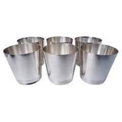 Set of 6 Tiffany American Midcentury Modern Sterling Silver Tumblers
