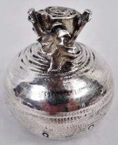 Pair of Gorham Sterling Silver Figural Turnip Pepper Shakers, 1881
