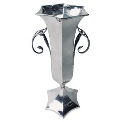 Vaso antico americano in argento sterling in stile Art Déco classico, da 11 pollici