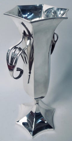 Antike amerikanische Art-déco-Vase aus Sterlingsilber im klassischen Stil, 11 Zoll