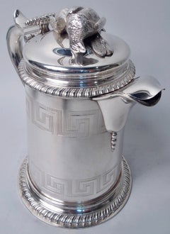 Tiffany Greek Revival Tankard Pitcher & Goblets with Hunt Motif