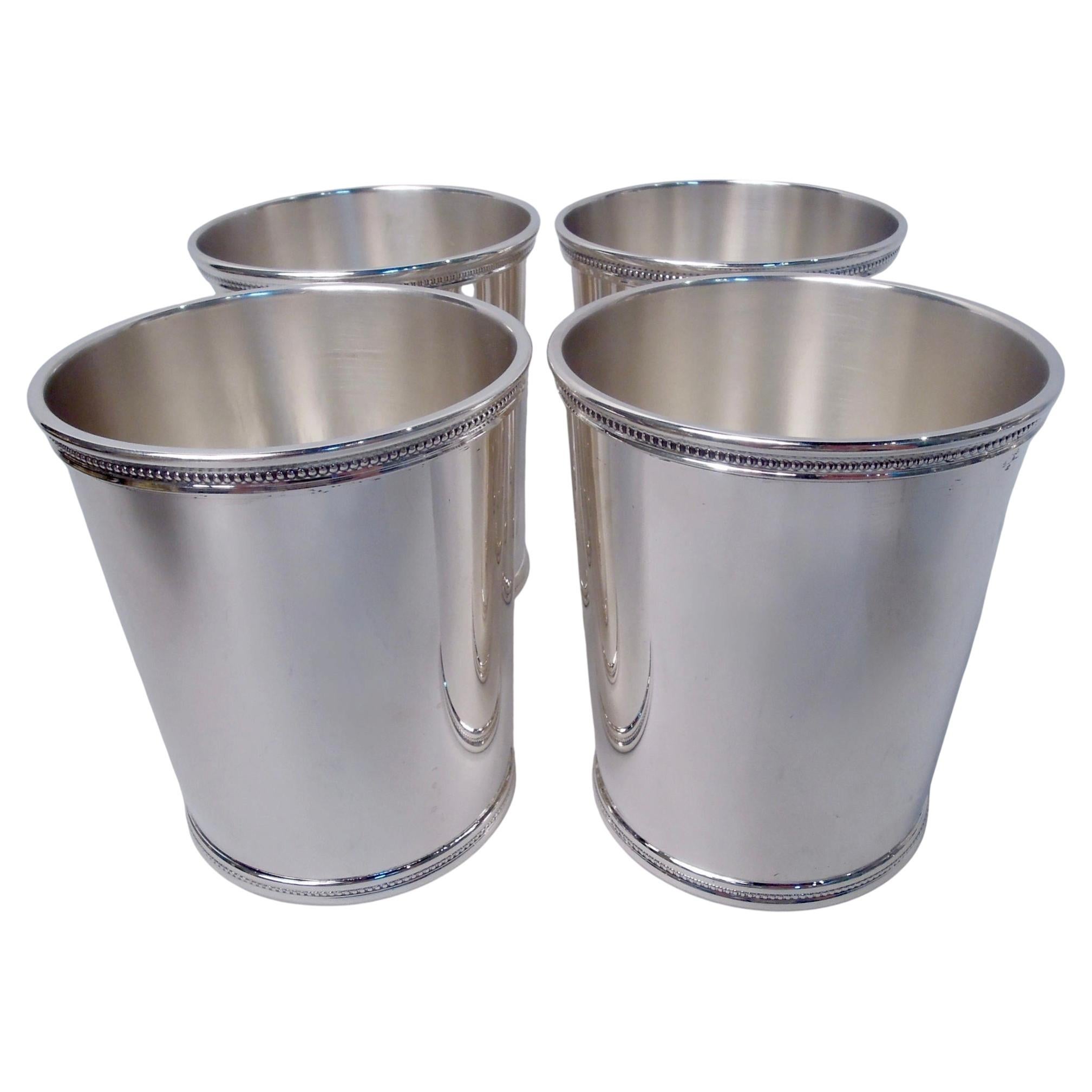 Set of 4 Scearce I-Like-Ike Eisenhower-Era Sterling Silver Mint Juleps For Sale