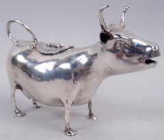 Antiguo Cremero Alemán de Plata para Vaca