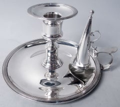 Tiffany Georgian Neoclassical Sterling Silver Chambersticks after Paul Storr