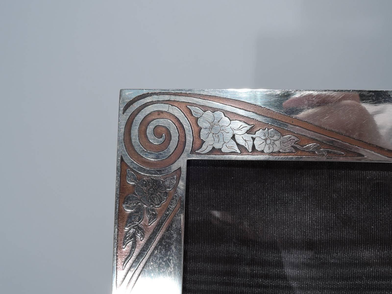 Early 20th Century Tiffany Japonesque Sterling Silver and Copper Picture Frame