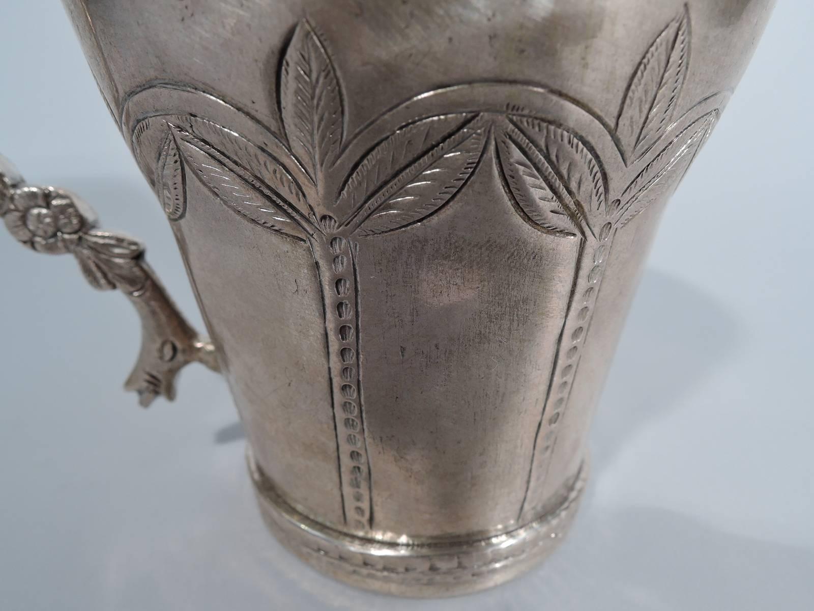 19th Century Antique South American Silver Mug with Palm Tree Arcade
