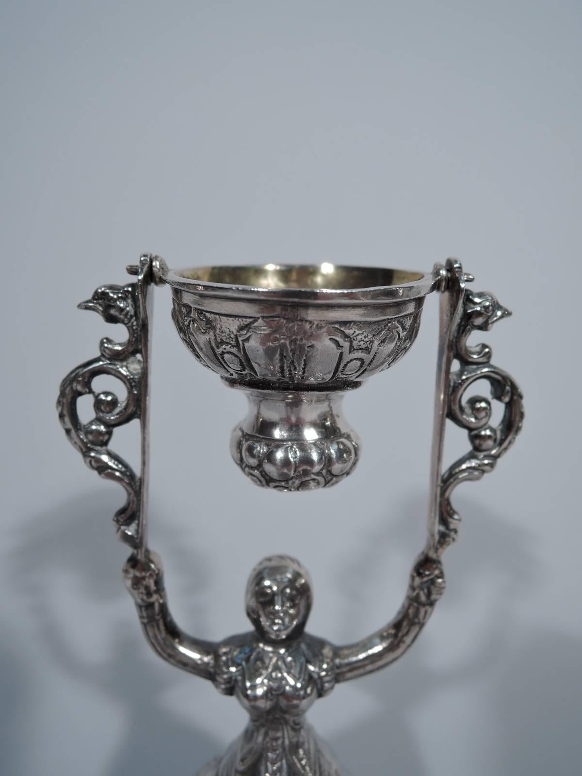 Renaissance Revival Dutch Silver Wedding Cup with Renaissance Lady