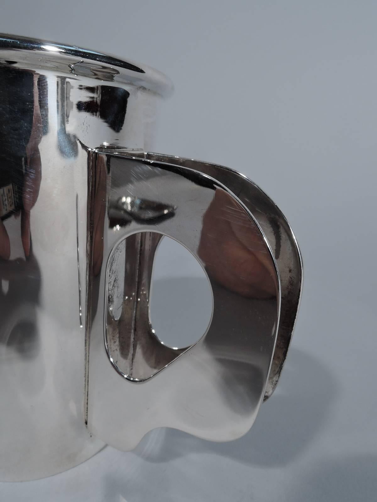 Modern Bulgari Sterling Silver Ultra Chic Mug with Gilt Washed Interior