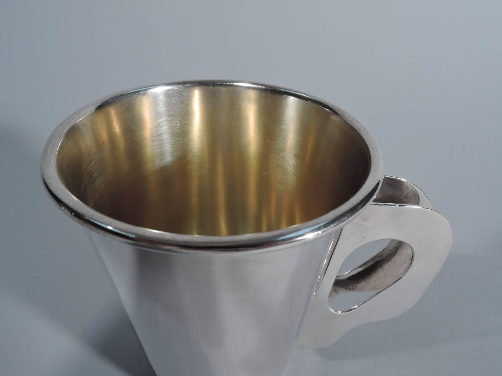 Italian Bulgari Sterling Silver Ultra Chic Mug with Gilt Washed Interior