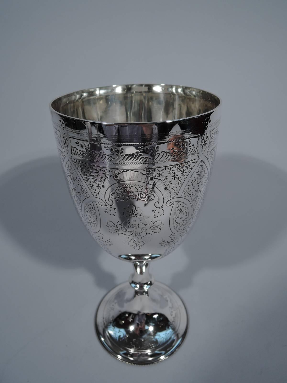Large English Edwardian Sterling Silver Goblet In Excellent Condition In New York, NY