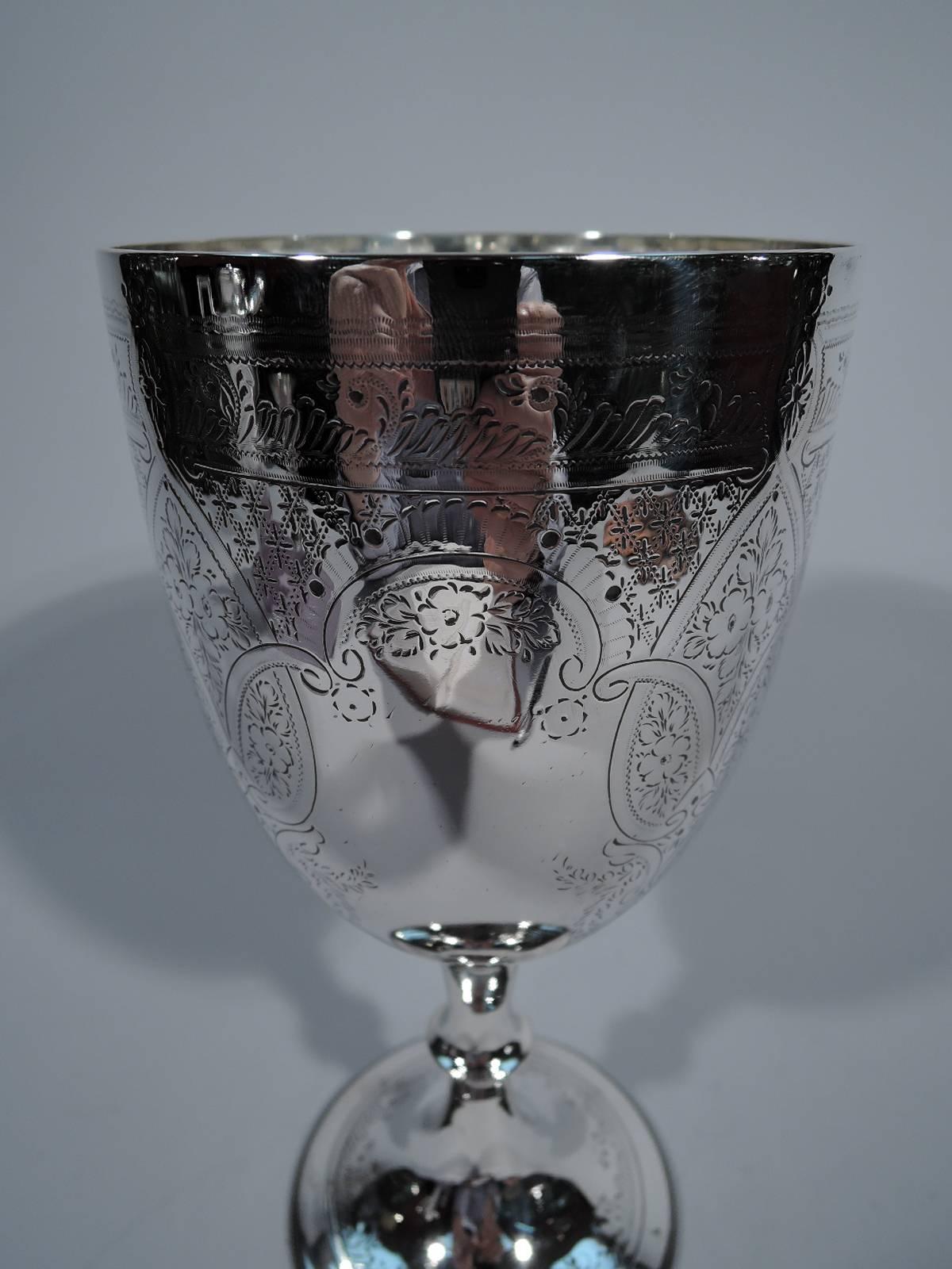 Early 20th Century Large English Edwardian Sterling Silver Goblet