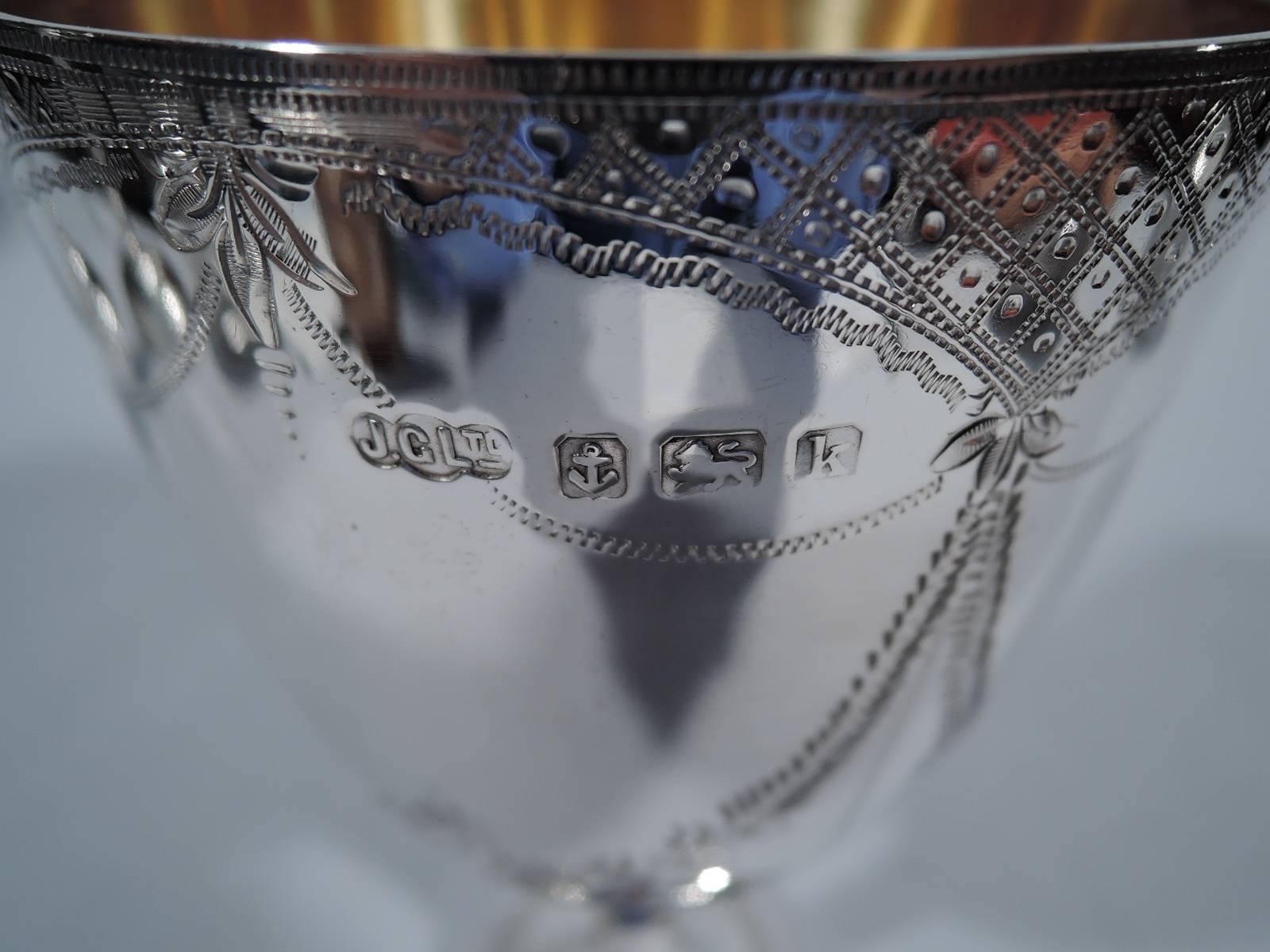 English Edwardian Sterling Silver Goblet with Garlands 2