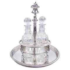 Antique French Restauration Classical Silver Decanter Set