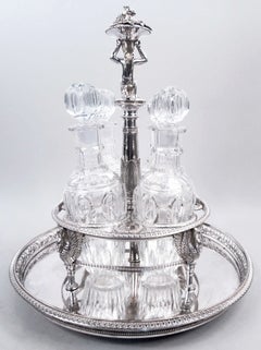Antique French Restauration Classical Silver Decanter Set