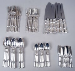 Tiffany Midcentury Modern Dinner Set for 12 in Exotic Bamboo