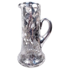 Alvin American Art Nouveau Floral Silver Overlay Claret Jug