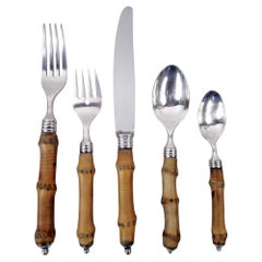 Buccellati Tahiti Sterling Silver & Bamboo Luau Dinner Set