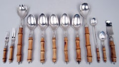 Buccellati Tahiti Sterling Silver & Bamboo Luau Dinner Set