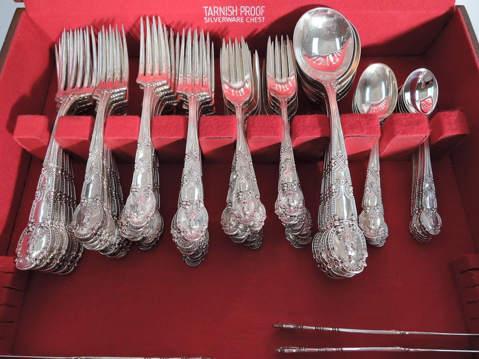 American Group of Antique Tiffany Renaissance Sterling Silver Flatware Pieces