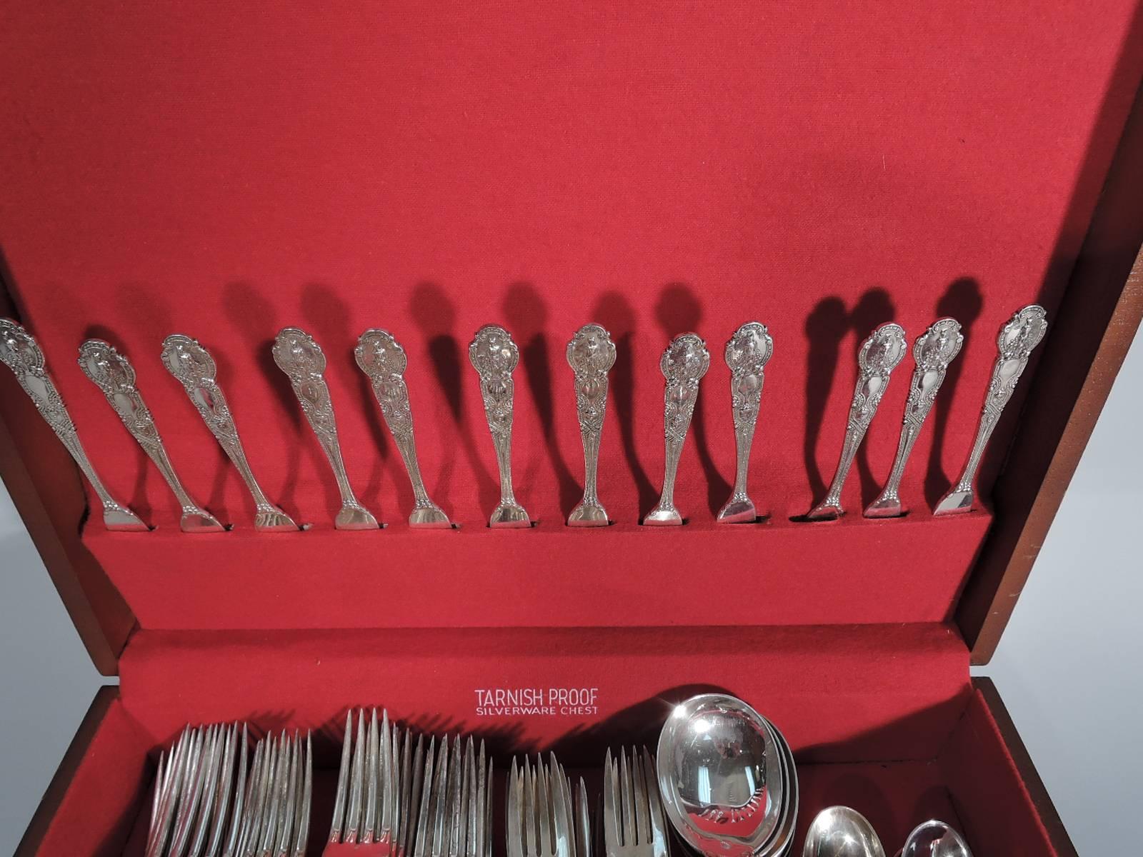 Group of Antique Tiffany Renaissance Sterling Silver Flatware Pieces In Excellent Condition In New York, NY