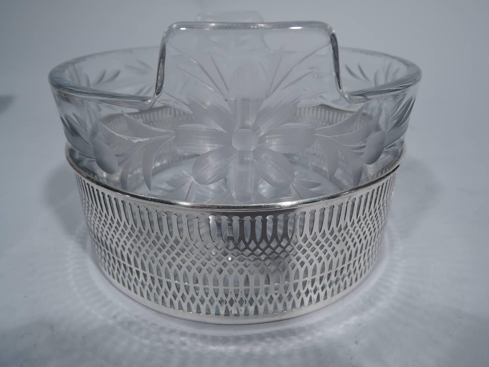 American Frank Whiting Sterling Silver and Crystal Ice Bucket