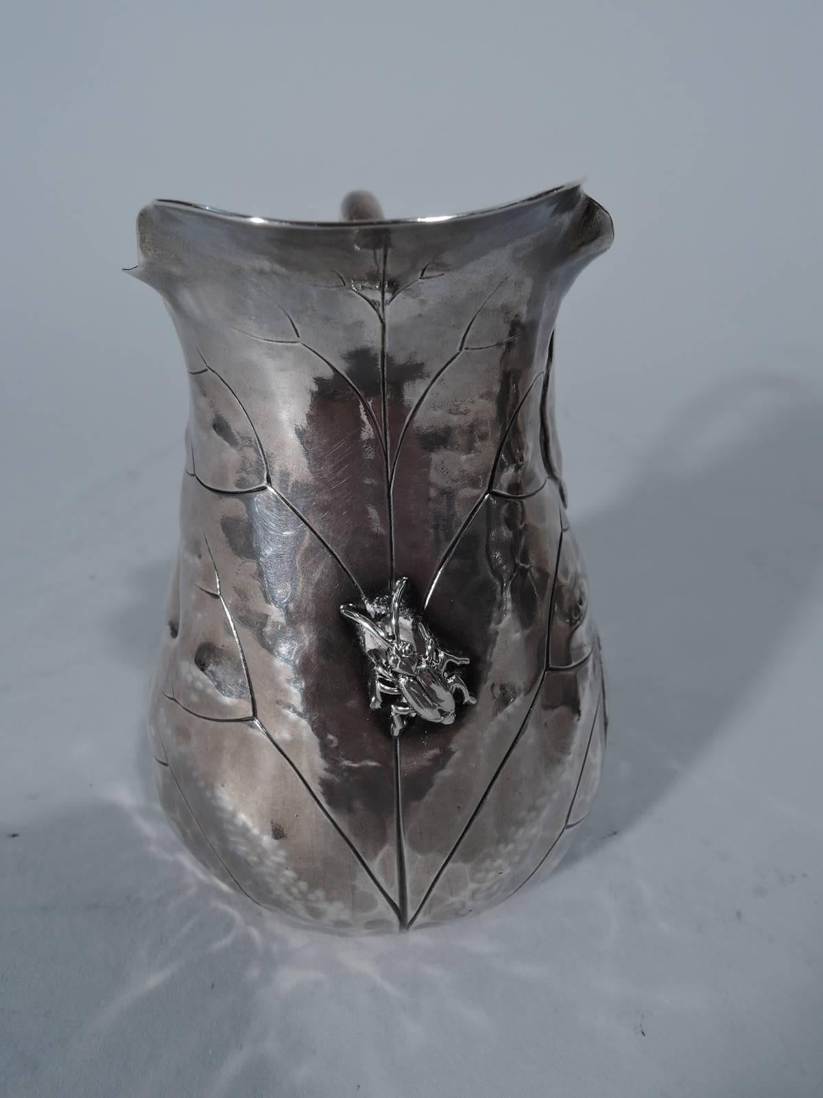 American Shiebler Japonesque Sterling Silver Creamer and Sugar with Applied Bugs