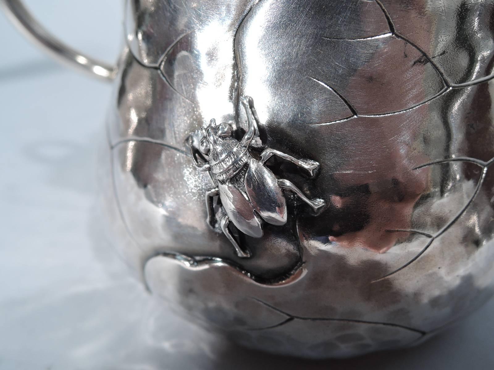 Shiebler Japonesque Sterling Silver Creamer and Sugar with Applied Bugs 3