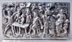 Boîte ancienne en argent de Hanau (Allemagne) représentant une scène champêtre idyllique