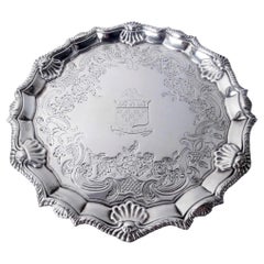 Bandeja inglesa de estilo georgiano, de plata de ley, con forma de concha de vieira, de 8 pulgadas, 1764