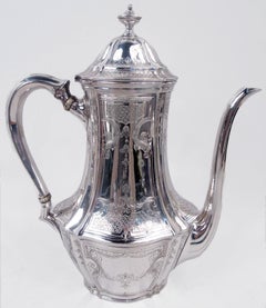 Antico set da caffè in argento Tiffany Edwardian Classico su vassoio