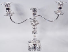 Pair of English Victorian Georgian 3-Light Candelabra, 1900
