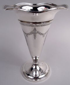 Antique American Edwardian Classical Sterling Silver 9-Inch Vase