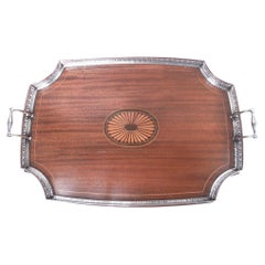 Tiffany Edwardian Regency Sterling Silver & Wood Marquetry Tray